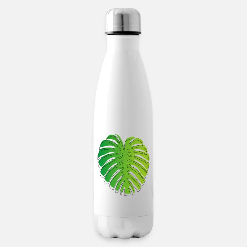 Monstera grün - Isolierflasche - Weiß