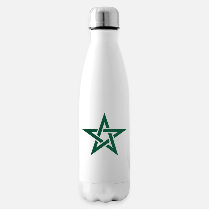 Etoile à 5 branches, Star, étoile verte, Maroc - Bouteille isotherme - blanc