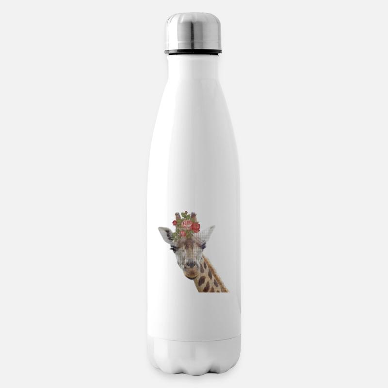 Giraffe Pixel Design - Insulated Water Bottle - white