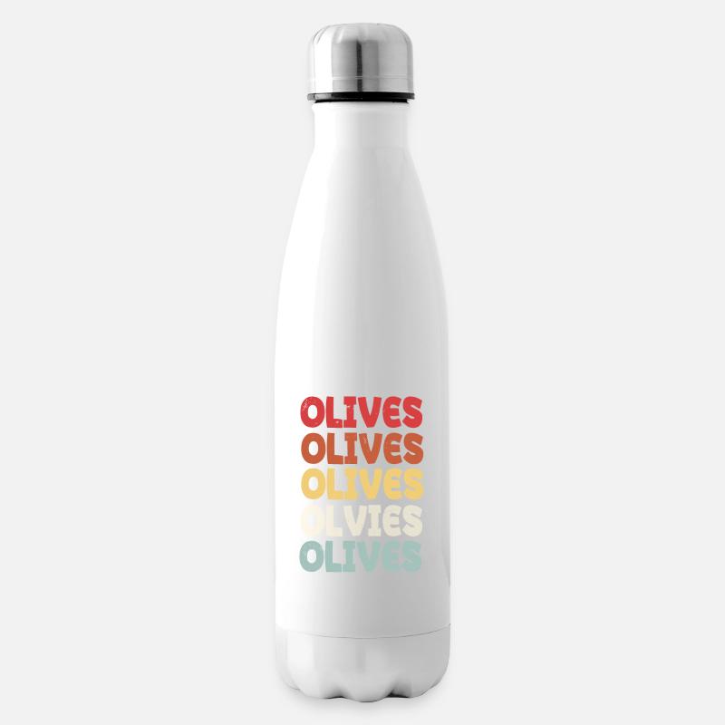 Olivensatz Design - Isolierflasche - Weiß