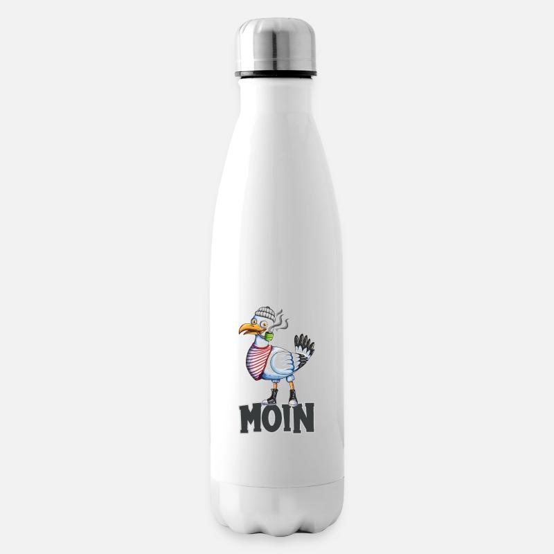 Plattdeutsche Möwe Moin Spruch Nordsee Liebhaber - Isolierflasche - Weiß