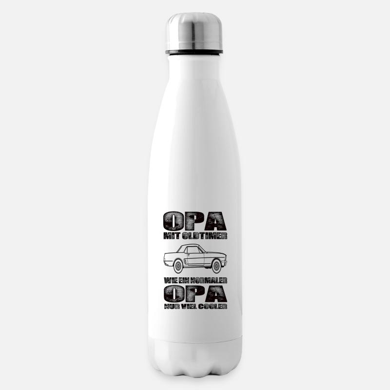 Opa Mit Oldtimer Wie Ein Normaler Opa Nur Cooler - Isolierflasche - Weiß