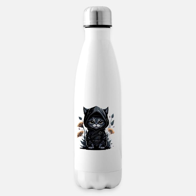 Partez à l’aventure avec le chat ninja - Bouteille isotherme - blanc