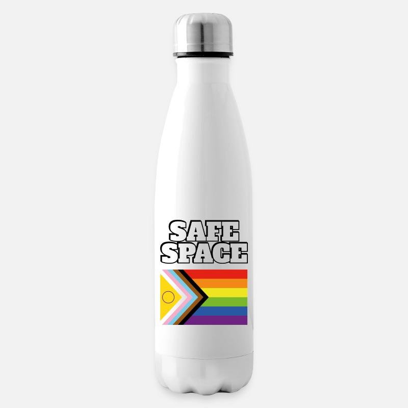 LGBTQ-Safe-Space-inklusive Pride-Flagge - Isolierflasche - Weiß
