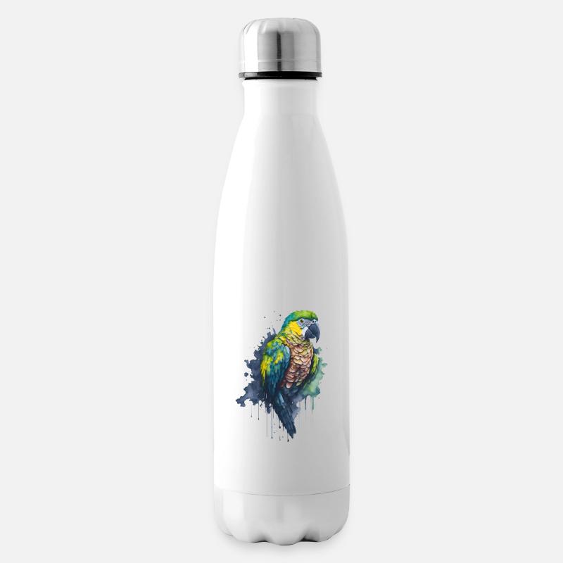 Fesselndes Aquarellgemälde eines Papageis - Isolierflasche - Weiß