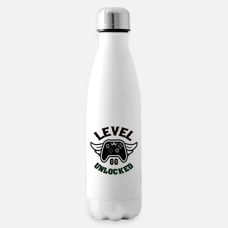 Level 66 Unlocked 66 Geburtstag - Isolierflasche - Weiß