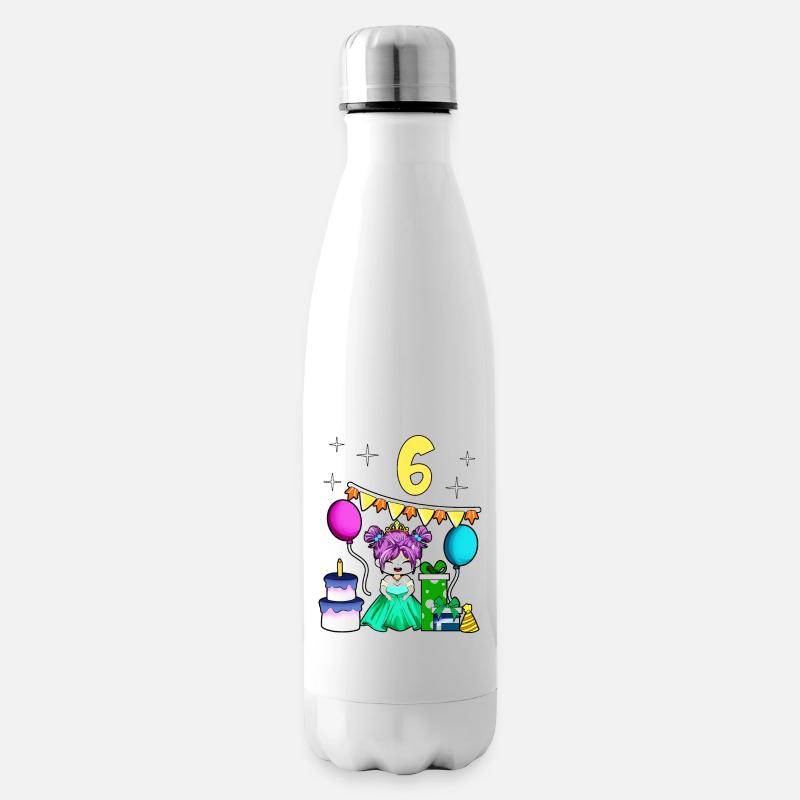 Mit Prinzessin - Mädchen Geburtstag 6 Jahre - Isolierflasche - Weiß