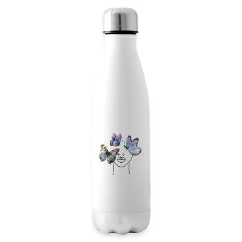 Woman with Butterflies Summer Trend Butterfly - Insulated Water Bottle - white - Right