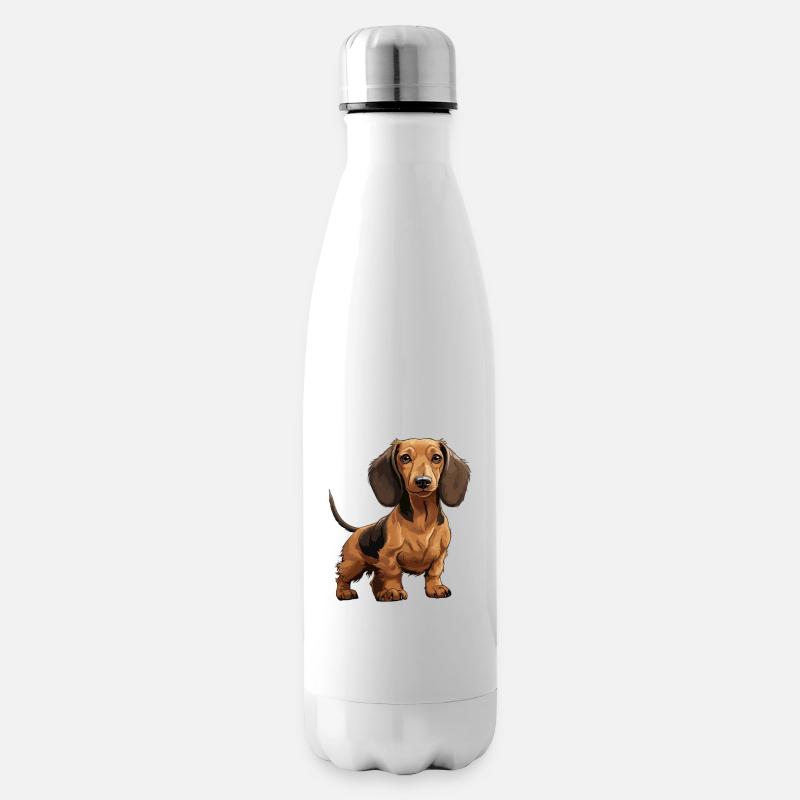 Dackel, Dachshund oder Teckel Niedlicher Jagdhund - Isolierflasche - Weiß