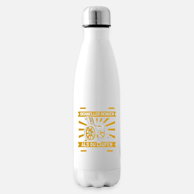 Rollstuhl Rollstuhlfahrer Witzig - Isolierflasche - Weiß