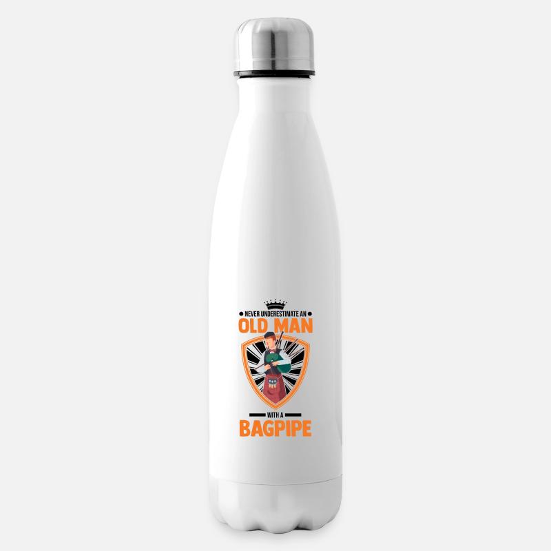 Dudelsack Alter Mann Dudelsackspieler - Isolierflasche - Weiß