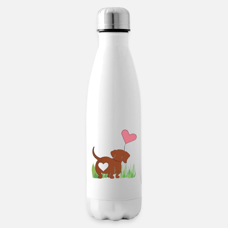 Dackel mit Herz - Geschenk - Geschenkidee - Isolierflasche - Weiß