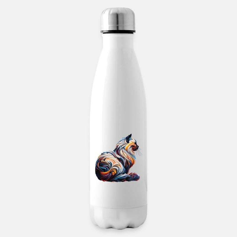 Bunte abstrakte Katze - Isolierflasche - Weiß