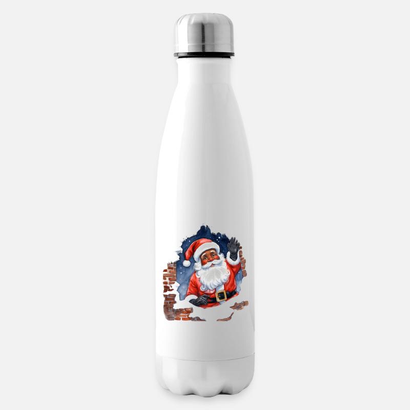 Winkender Weihnachtsmann - Isolierflasche - Weiß