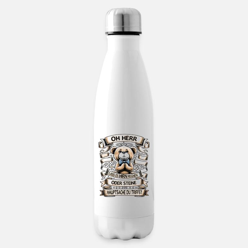 Teddy Bär Mit Lustigem Spruch Hirn Regnen Design - Isolierflasche - Weiß
