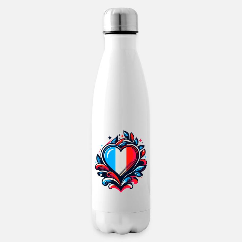 Coeur drapeau Français - Bouteille isotherme - blanc
