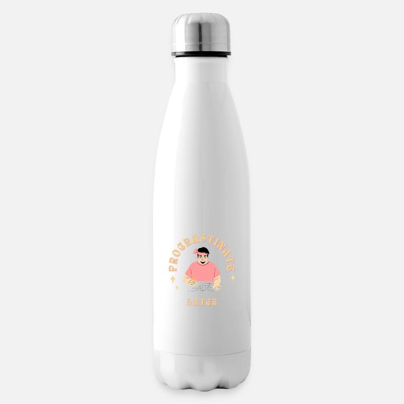 Procrastinate Later - Insulated Water Bottle - white