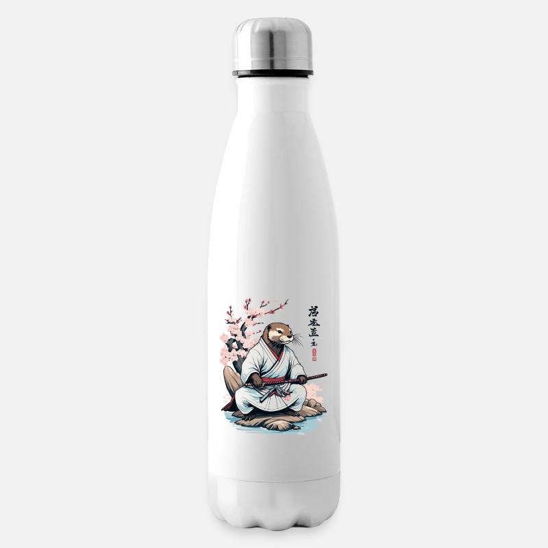 Otter Samurai süßes Japan Ukiyo-E Vintage Design - Isolierflasche - Weiß