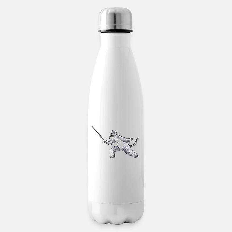 Fechten Katze Fechter degenkämpferfechter - Isolierflasche - Weiß