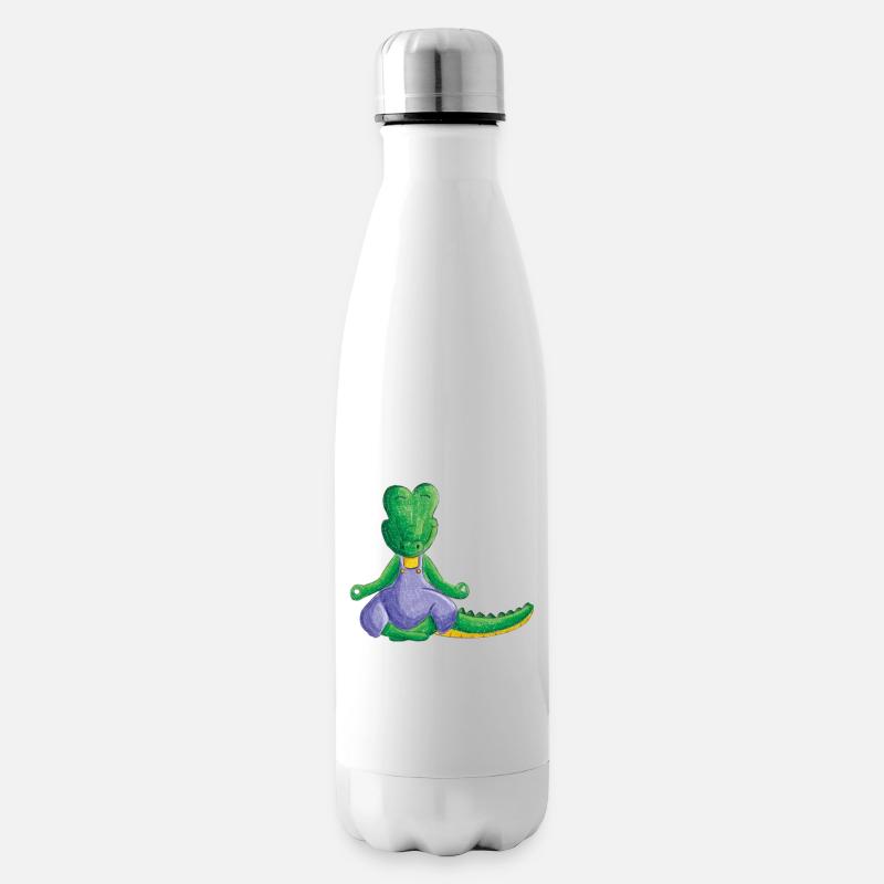 Krokodil meditiert - Isolierflasche - Weiß