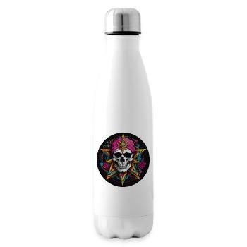 Crâne avec capuche colorée avec éléments décoratifs - Bouteille isotherme - blanc - Droite