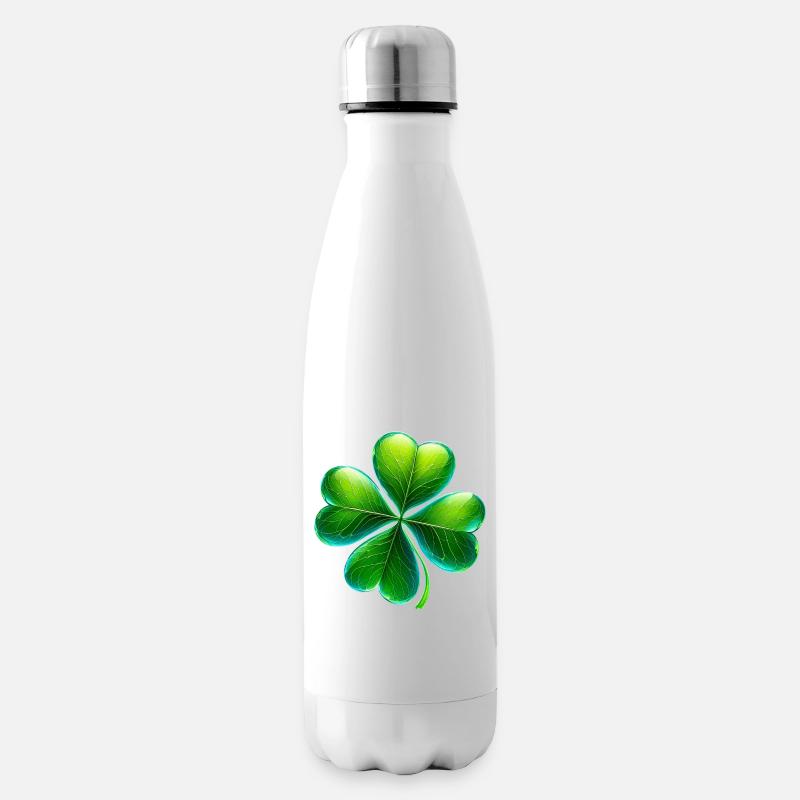 Vierblättriges Kleeblatt - Isolierflasche - Weiß