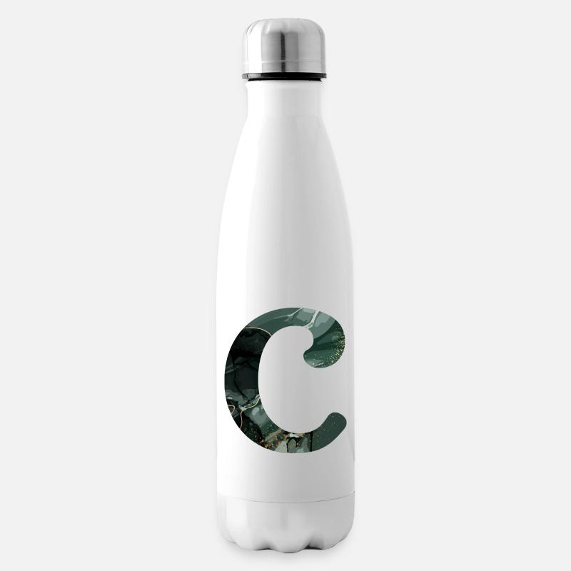 Grün marmorierter Buchstabe c - Isolierflasche - Weiß