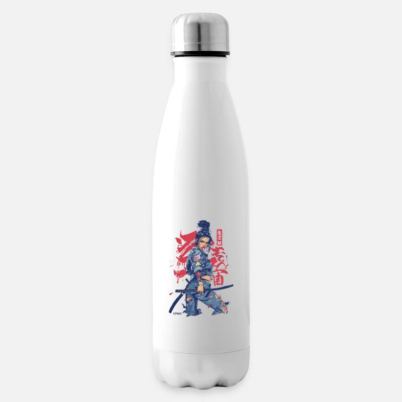 Verdammt! Samurai Straßenkampf Denim Anime Mädchen - Isolierflasche - Weiß