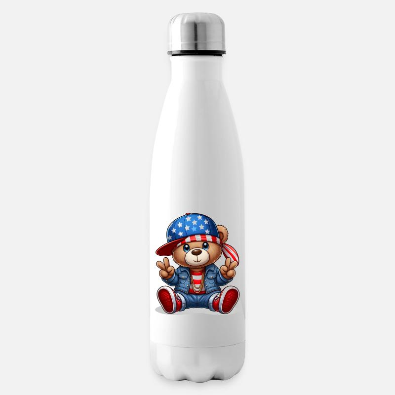Cool Teddy Bear - Insulated Water Bottle - white