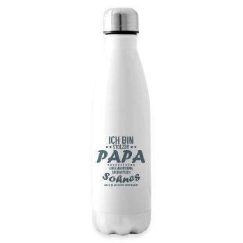 Proud Dad T-Shirt Gift from Son - Insulated Water Bottle - white - Right