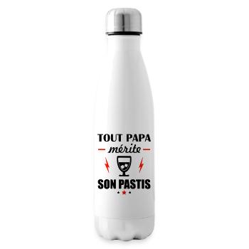Tout papa mérite son pastis, idée cadeau, humour - Bouteille isotherme - blanc - Droite