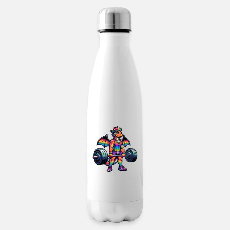 Rainbow Dragon Deadlifting - Isolierflasche - Weiß