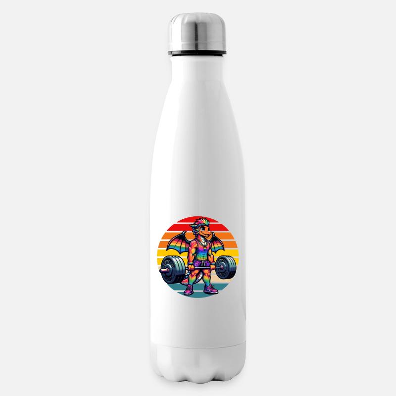 Strong Muscular Rainbow Dragon Lifting - Isolierflasche - Weiß