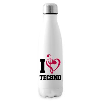 I Love Techno Music Music Note Love Heart Bass Note - Insulated Water Bottle - white - Right