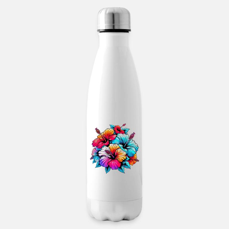 Hibiskusblüten - Isolierflasche - Weiß