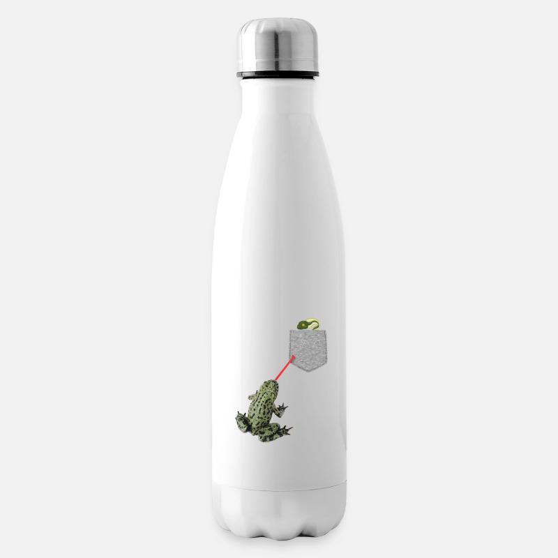 Froschzunge, die nach Kaulquappe in Ihrer Tasche greift - Isolierflasche - Weiß