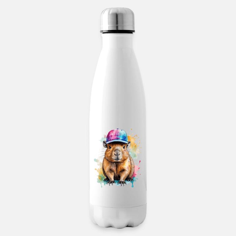 Capybara Snapback Cap Capy Bunt Tier Design Print - Isolierflasche - Weiß