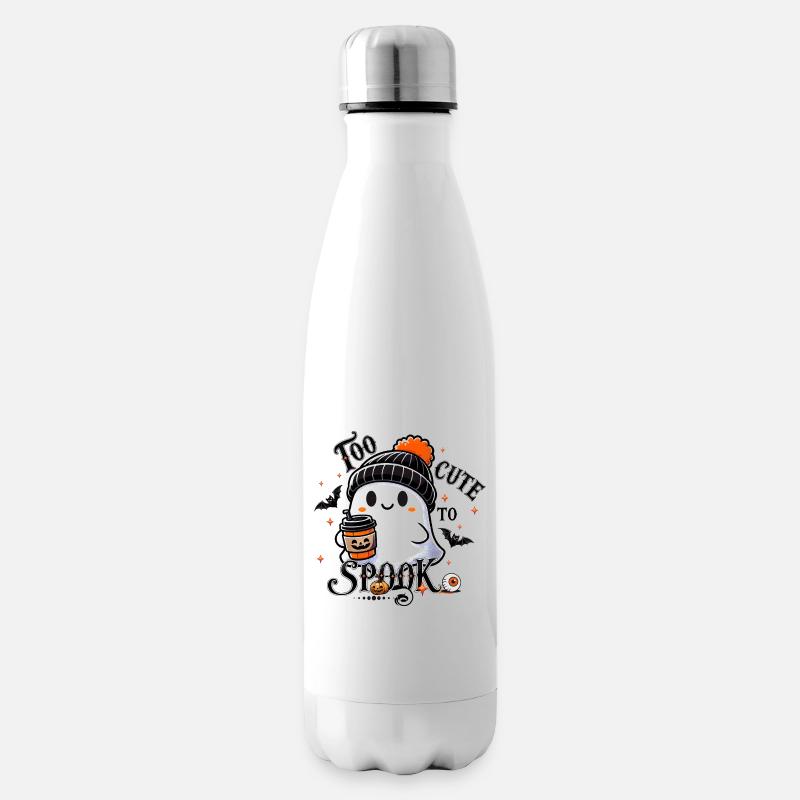 cooler Geist mit Pudelmütze & Pumpkin Spice Latte - Isolierflasche - Weiß