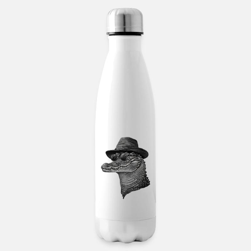 Krokodil - Isolierflasche - Weiß