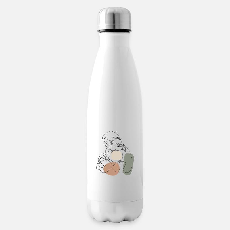 Vater mit Kind Baby - Isolierflasche - Weiß