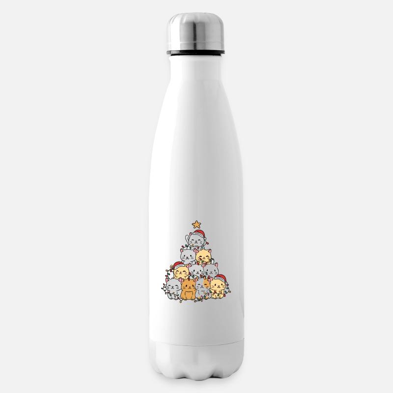 Katzen Weihnachtsbaum - Isolierflasche - Weiß