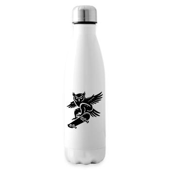 Schneeeule Skateboard Silhouette Minimalistischer - Isolierflasche - Weiß - Rechts