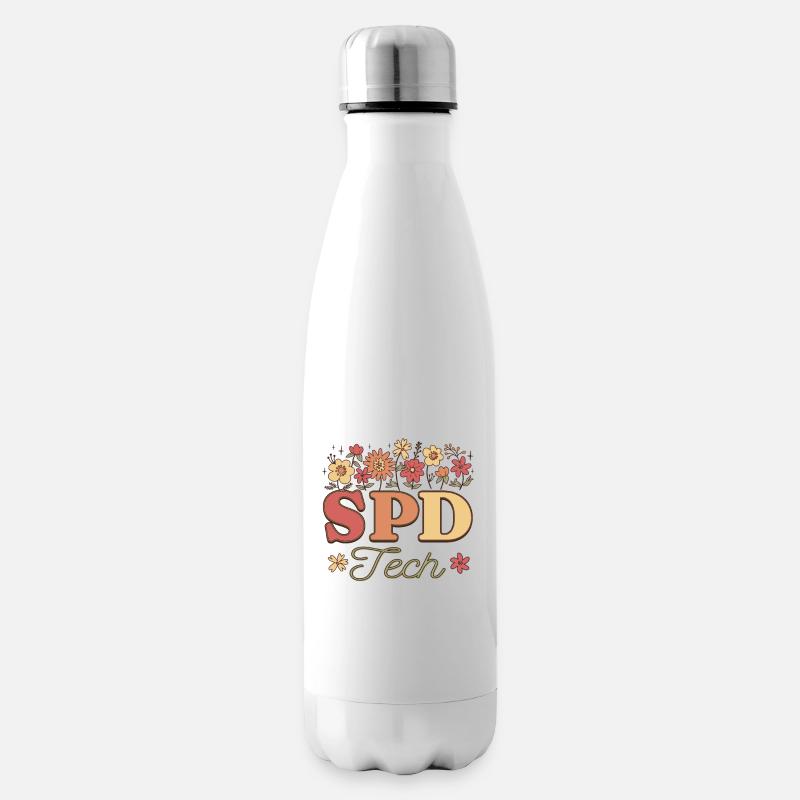 Retro Floral Sterile Processing Technician SPD - Insulated Water Bottle - white