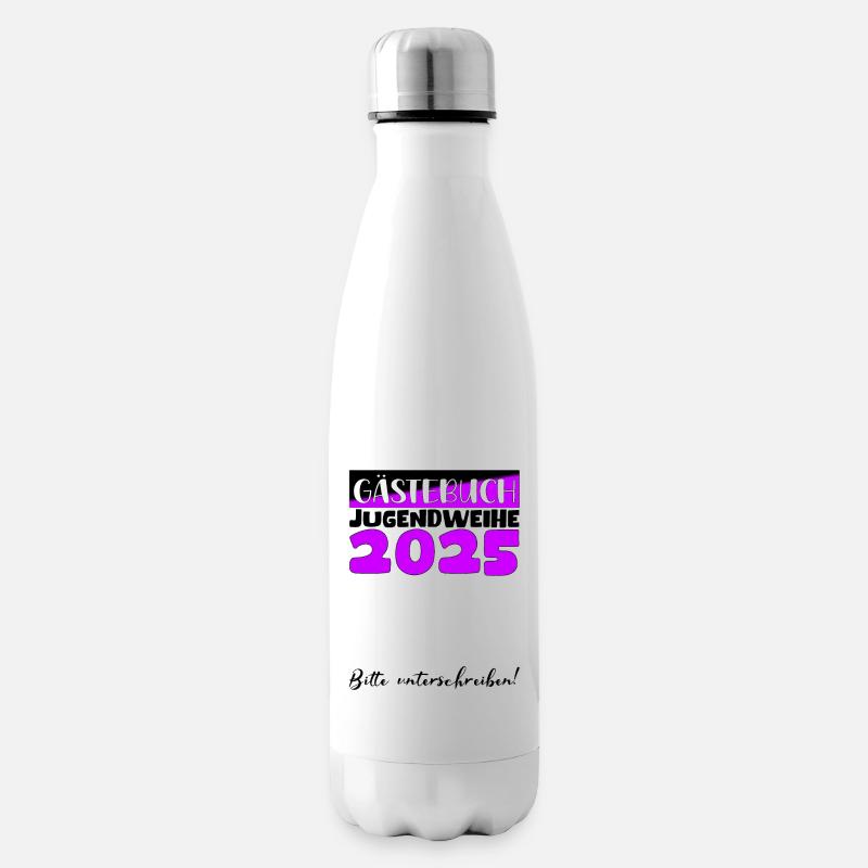 Jugendweihe 2025 Gästebuch Geschenk Mädchen Jungen - Isolierflasche - Weiß