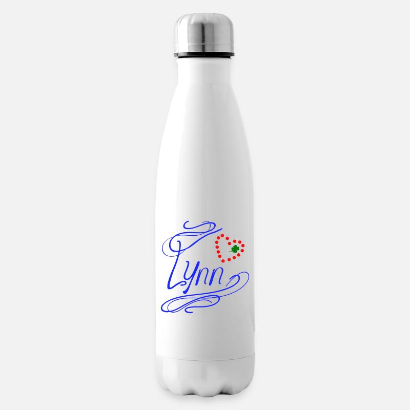 Lynn mit Herz und Kleeblatt - Isolierflasche - Weiß