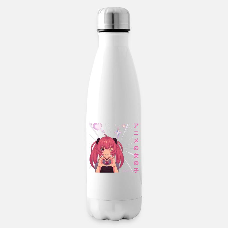 Weibliche Anime machen Herz am Valentinstag - Isolierflasche - Weiß