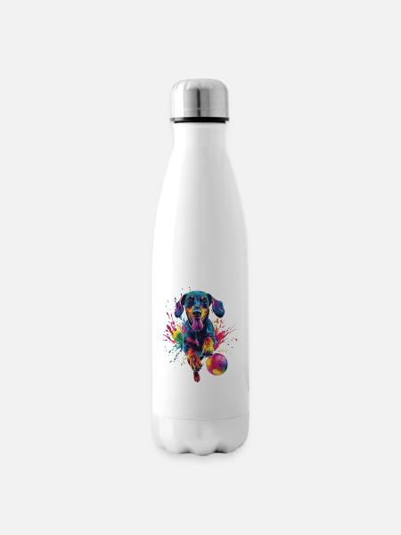 Dackel - Isolierflasche - Weiß
