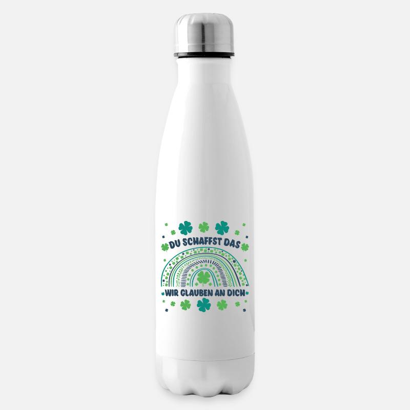 Glücksbringer Du schaffst das! Wir glauben an dich - Isolierflasche - Weiß