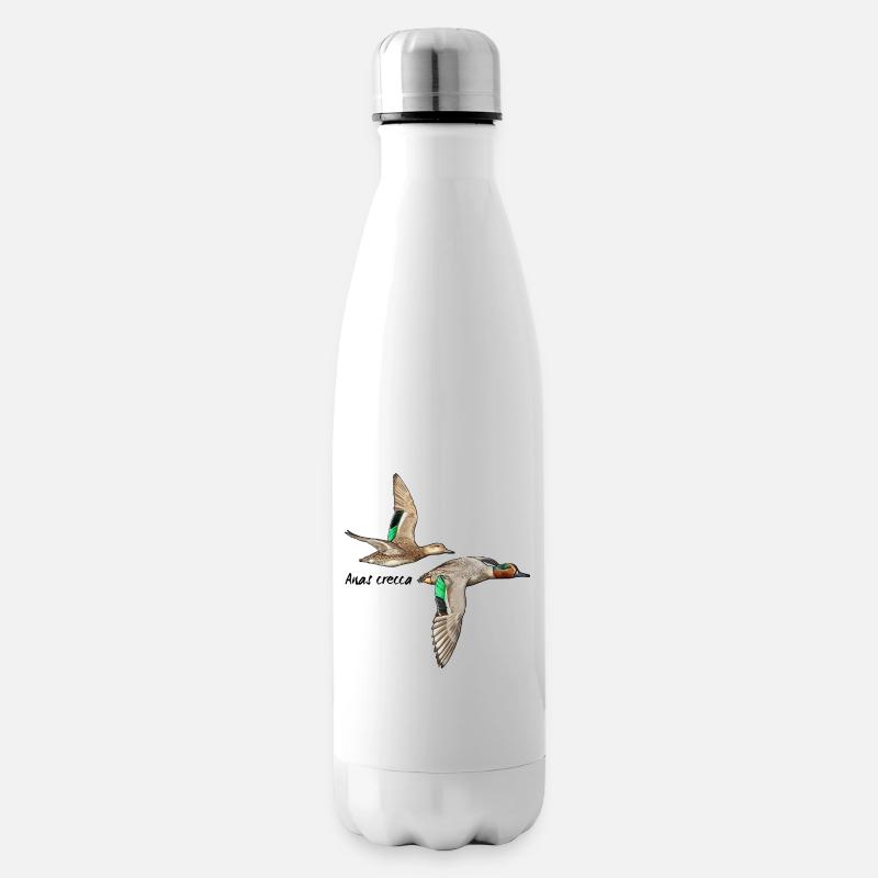 Krickente im Flug - Isolierflasche - Weiß