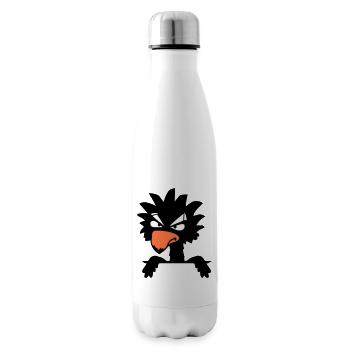 Rabe Vogel guckt böse cool lustig Comic Humor Spaß - Isolierflasche - Weiß - Rechts